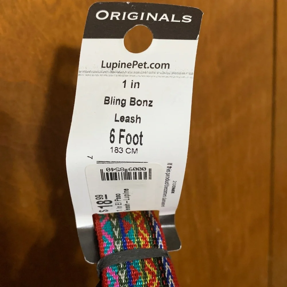 Lupine - 6’ LEASH WITH PADDED HANDLE-Multicolor Dog. NWT